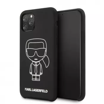 Karl Lagerfeld Apple iPhone 11 Pro Silicone Ikonik White Outline Black Back Cover
