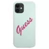 Guess Apple iPhone 12 Mini 5.4'' Vintage Fuschia Script Cover Blue