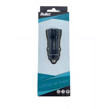 BULLET USB Car Charger Q3.0 + Type C 2.4A Black
