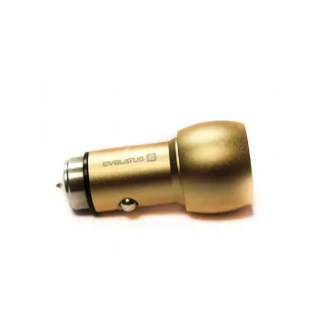 Evelatus ECC01 GOLD Car Charger 2 USB Ports 3.1A with Stainless Steel Escape Tool Gold