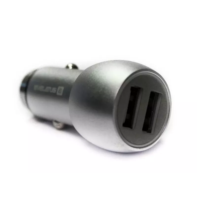 Evelatus Universal Car Charger ECC01 2USB Port 3.1A with Stainless Steel Escape Tool Silver