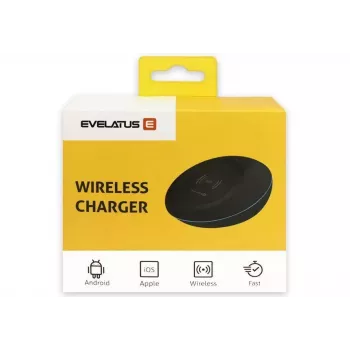 EVELATUS EWC01 Wireless Charger White - Qi 10W Fast Charging Pad with Micro-USB Cable