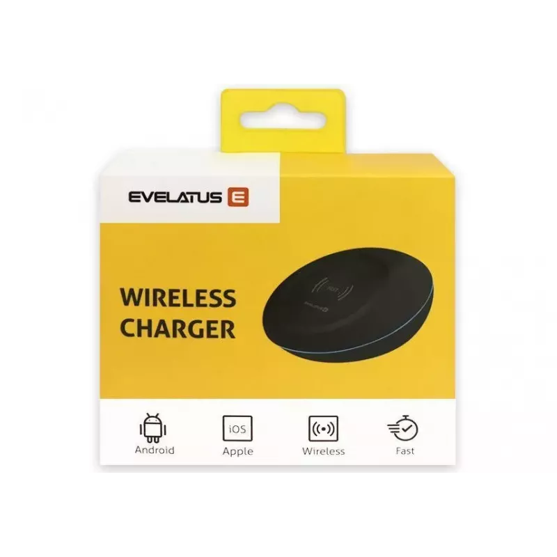 EVELATUS EWC01 Wireless Charger White - Qi 10W Fast Charging Pad with Micro-USB Cable