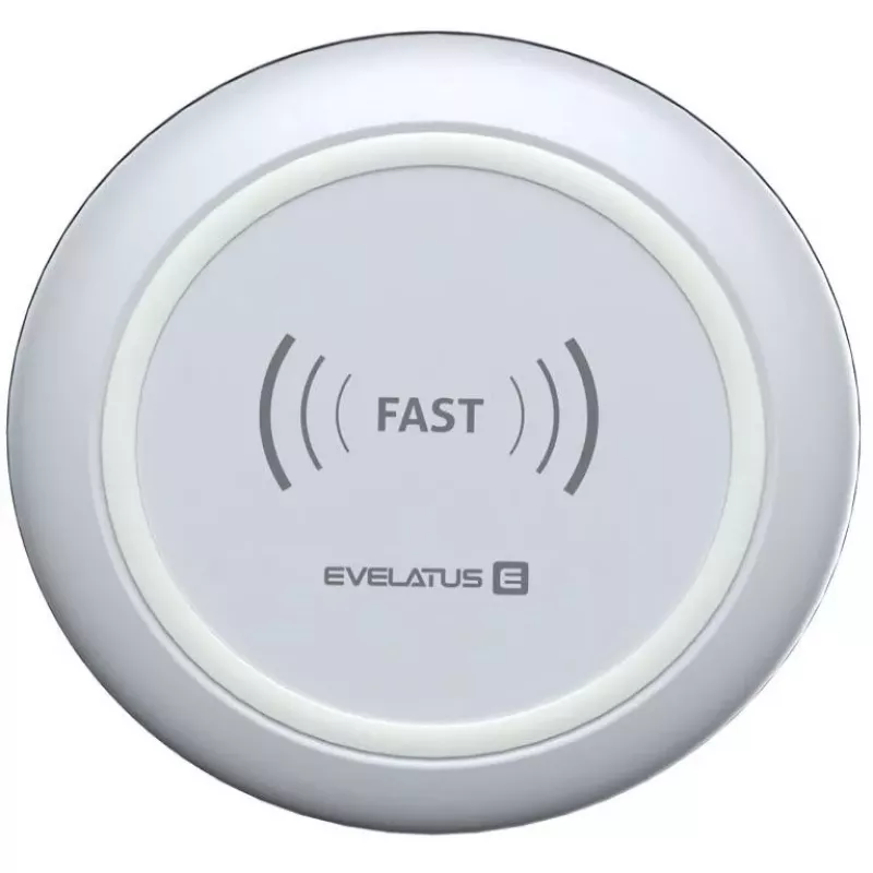 EVELATUS EWC01 Wireless Charger White - Qi 10W Fast Charging Pad with Micro-USB Cable