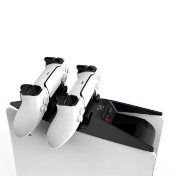 Saitake Dual Charging Station Dock for Sony PlayStation 5 PS5 Controllers, Console Shape, Black White