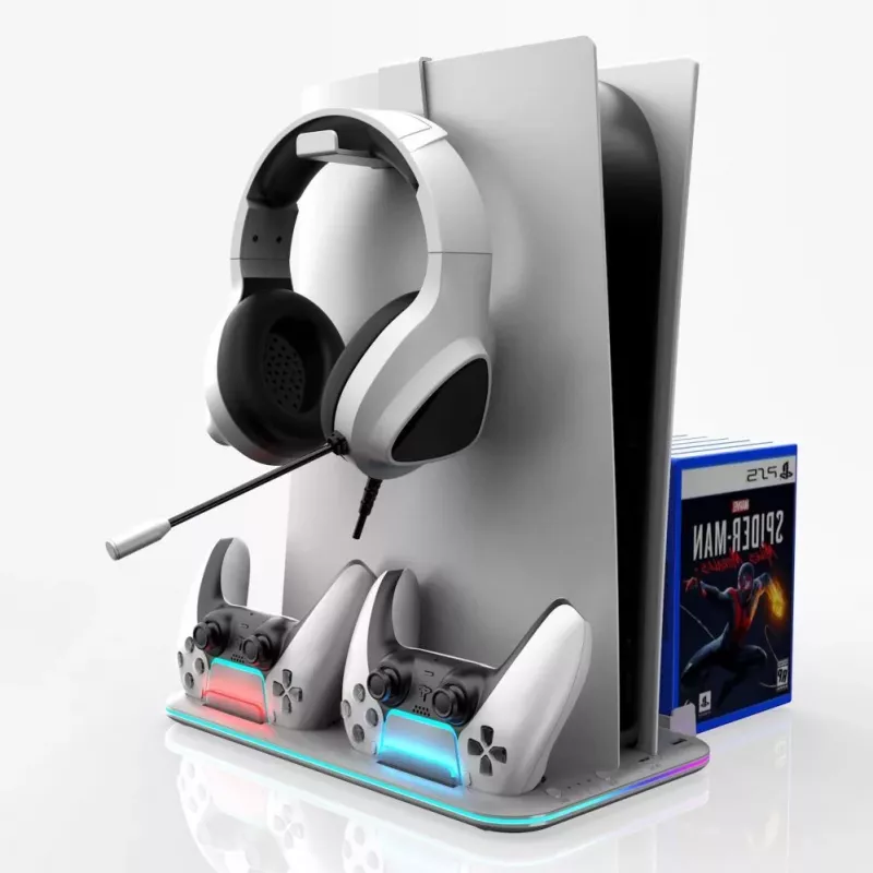 iLike Sim Cooler Stand with Controller Charger for Sony PlayStation 5 / 5 Slim RGB Black