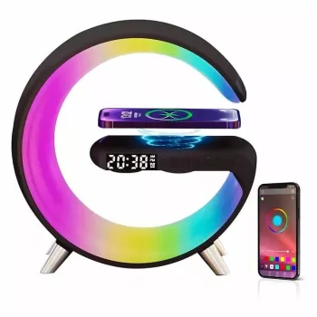 Elight G1 15W Wireless Charger Desk Alarm Clock Atmosphere Night Lamp with Bluetooth Speaker Black
