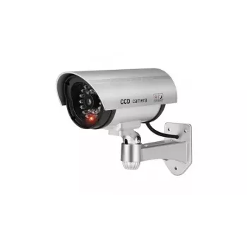 iWear IR1 Dummy CCTV Security Camera with Flashing Red Light, 2x AA Battery, Silver