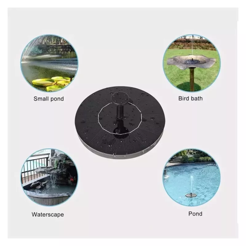 iLike Solar Fountain for Outdoor Garden Decoration with 3 Nozzles 16cm Diameter