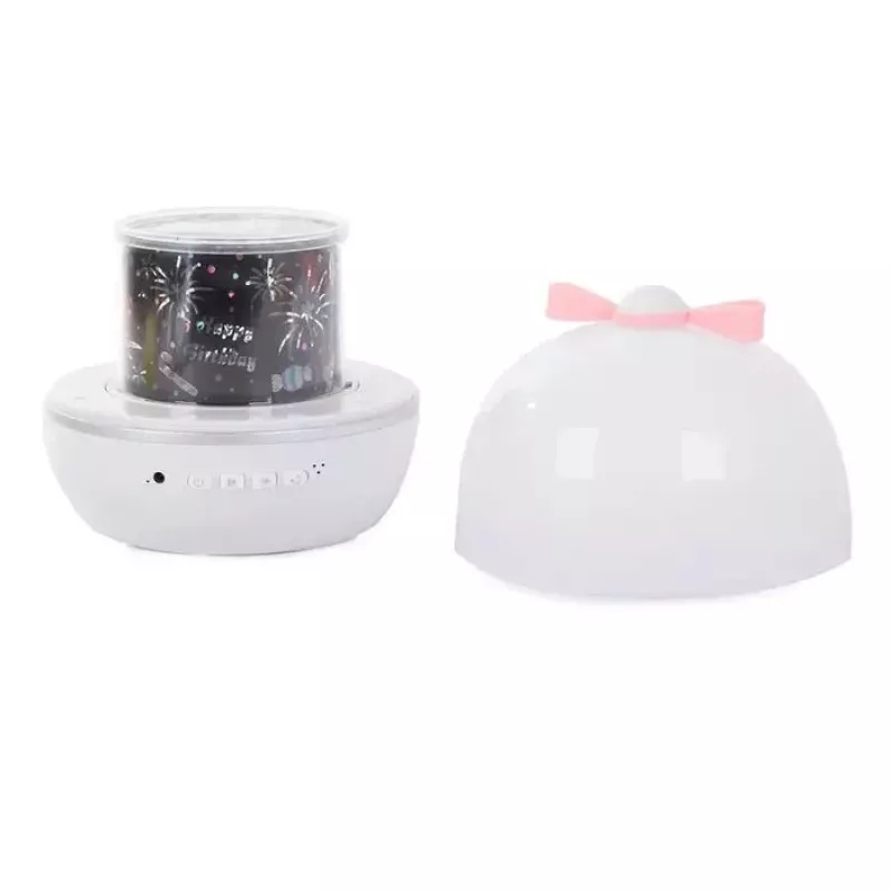 Kiddyz WH-16E Dream Projection Night Lamp (12x12x12 cm) with 6 Pattern Films USB-C Rechargeable White