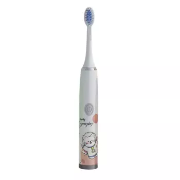 Kiddyz T1 Electric Sonic Toothbrush for Kids 3-12 Years, USB Rechargeable, 2 Brush Heads, White