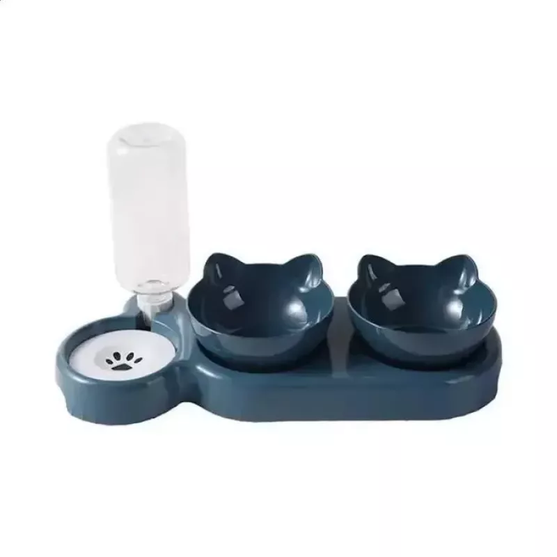 iLike Pet Cat & Dog Feeding Station 40x22cm with Automatic 500ml Water Dispenser + 2 Bowls