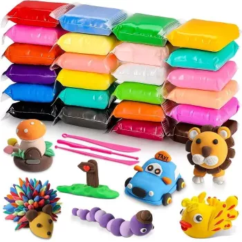 Kiddyz 24pcs Modelling Clay Set Soft Air-Dry Non-Toxic Creative DIY Toy Multicolor