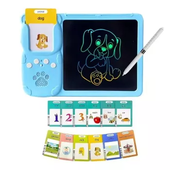 Kiddyz Learning Pad with 112 Talking Flash Cards & 8.5-inch LCD Writing Tablet, USB Rechargeable Educational Toy for Kids Ages 3-8