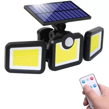 Elight Solar Sensor Wall Light 3in1 LS6 with Motion Sensor, Remote Control & Wired Solar Panel Black