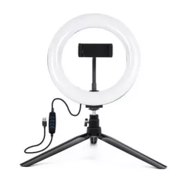 Elight ST6-5 16cm 10W LED Light Ring with Phone Holder + 0.5m Metal Tripod Stand + BT Remote Black