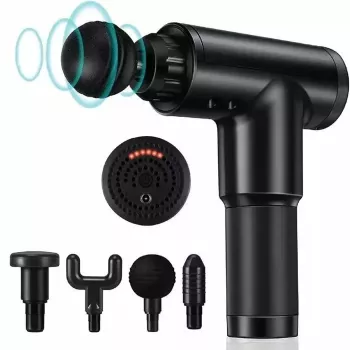 iLike GG Portable Fascial Muscle Massage Gun with 6-Level Variable Vibration + 3 Nozzles Black