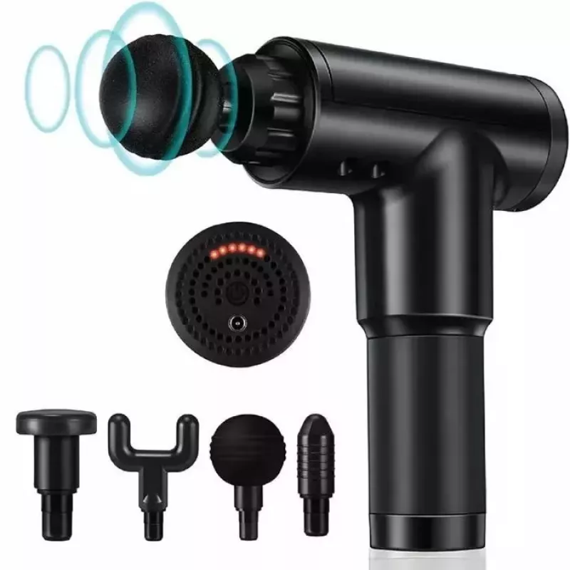 iLike GG Portable Fascial Muscle Massage Gun with 6-Level Variable Vibration + 3 Nozzles Black