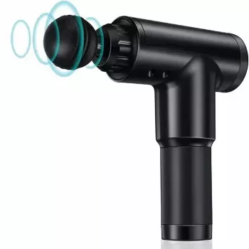 iLike GG Portable Fascial Muscle Massage Gun with 6-Level Variable Vibration + 3 Nozzles Black