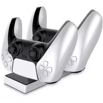 CP PS5 DualSense Dual Slot Charger Dock Stand for PlayStation 5 Controllers with USB-C Black