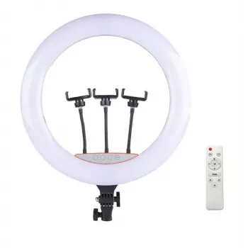 Elight SR18 45cm LED Light Ring with 3x Smartphone Holder + 220V Adapter + BT Remote Black