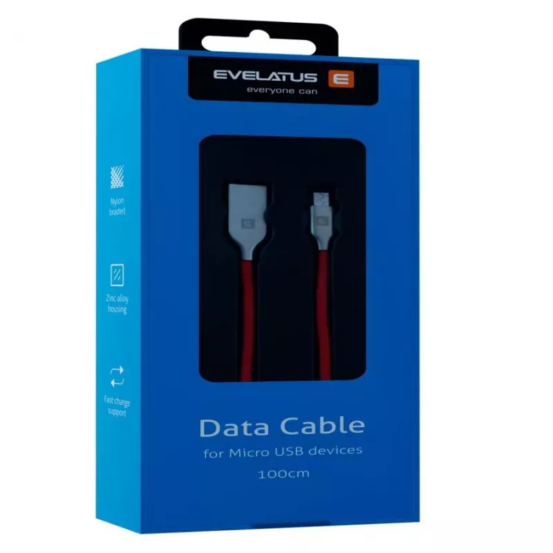 Evelatus Micro-USB Cable EDC04 Red 1m