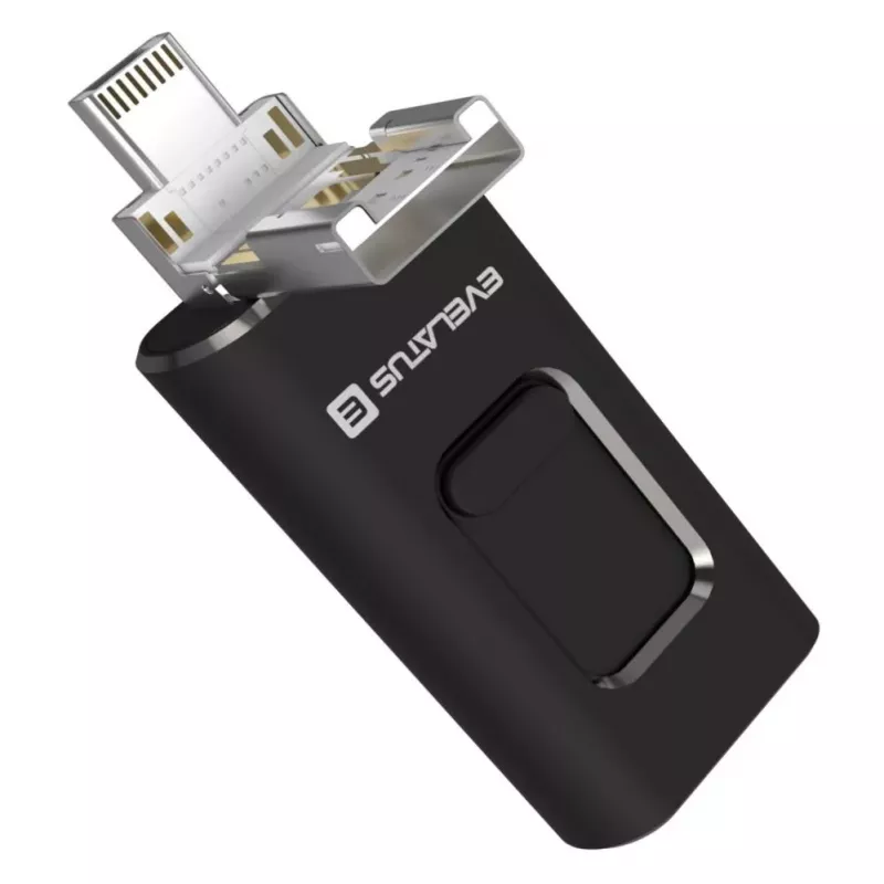Evelatus USB Flash 4in1 64GB EFD03 (USB, Micro, Type C and iPhone) Black