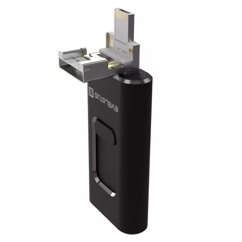 Evelatus USB Flash 4in1 64GB EFD03 (USB, Micro, Type C and iPhone) Black