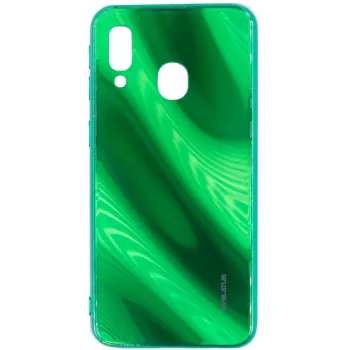 Evelatus Samsung Galaxy A40 Water Ripple Full Color Electroplating Tempered Glass Case Green