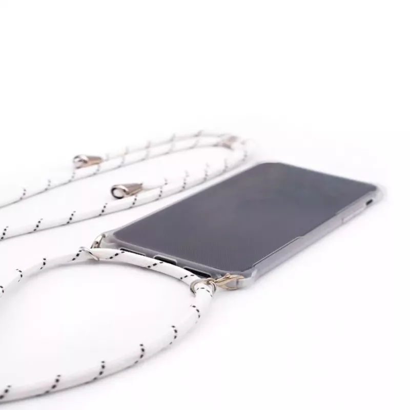 Evelatus Samsung Galaxy A70 Case with Rope White Stripes Transparent TPU Back Cover