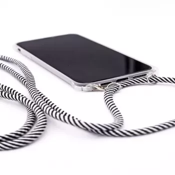 Evelatus Samsung Galaxy S10 Case with Rope Black Stripes Transparent