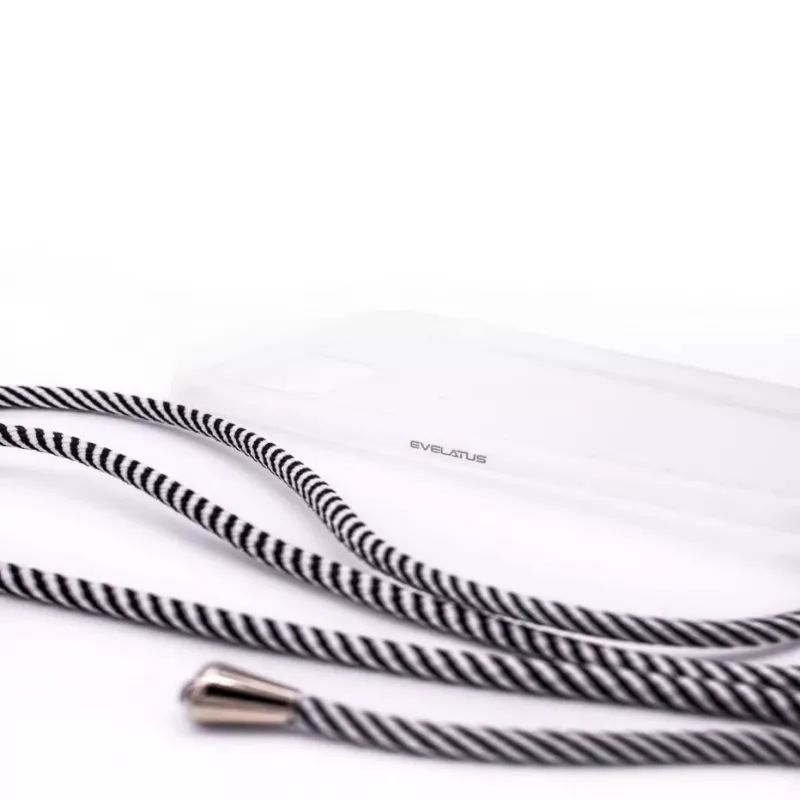 Evelatus Apple iPhone 11 Pro Max Case with Rope Black Stripes Transparent