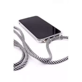 Evelatus Apple iPhone 11 Pro Max Case with Rope Black Stripes Transparent
