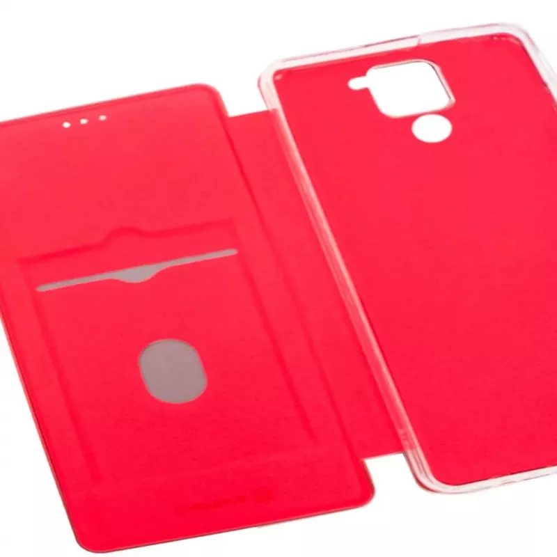 Evelatus Book Case for Xiaomi Redmi Note 9, Wine Red, PU Leather, Wallet Case with Card Slots and Stand