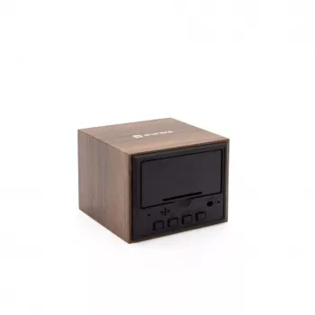 Evelatus Multifunctional Clock EMC02 Wooden - Digital LED Alarm Clock with Temperature Display, Brown Wood Grain