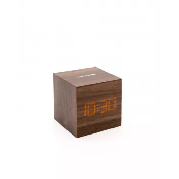 Evelatus Multifunctional Clock EMC02 Wooden - Digital LED Alarm Clock with Temperature Display, Brown Wood Grain