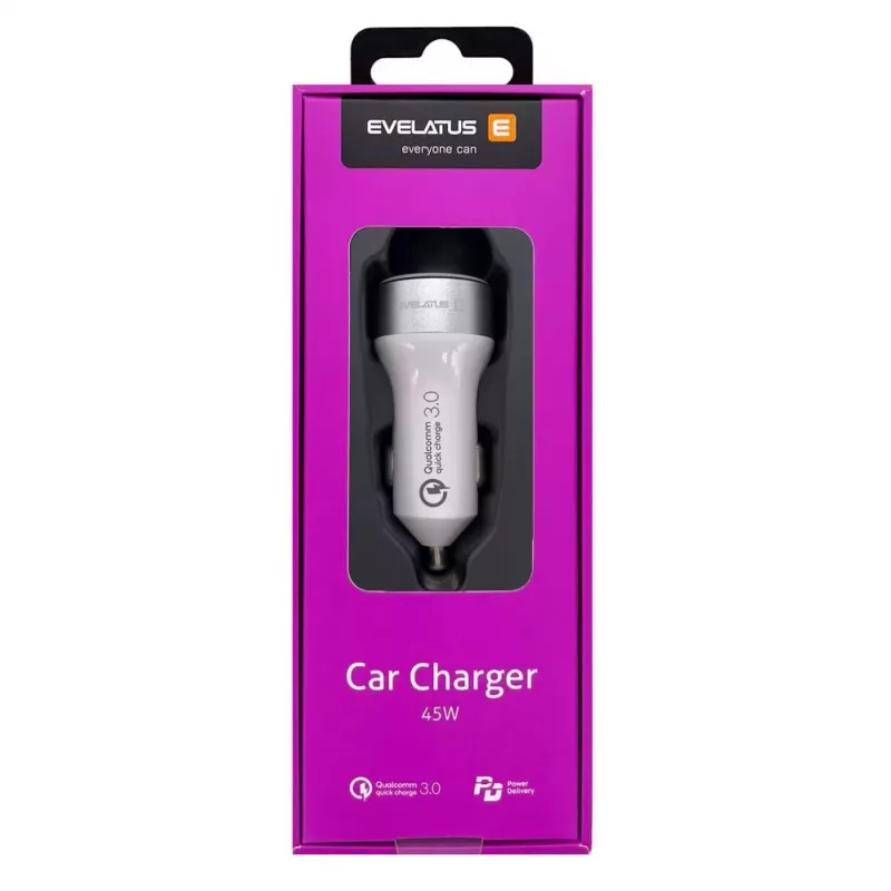 Evelatus Quick Car Charger QCC03 White - QC3.0 30W Dual USB