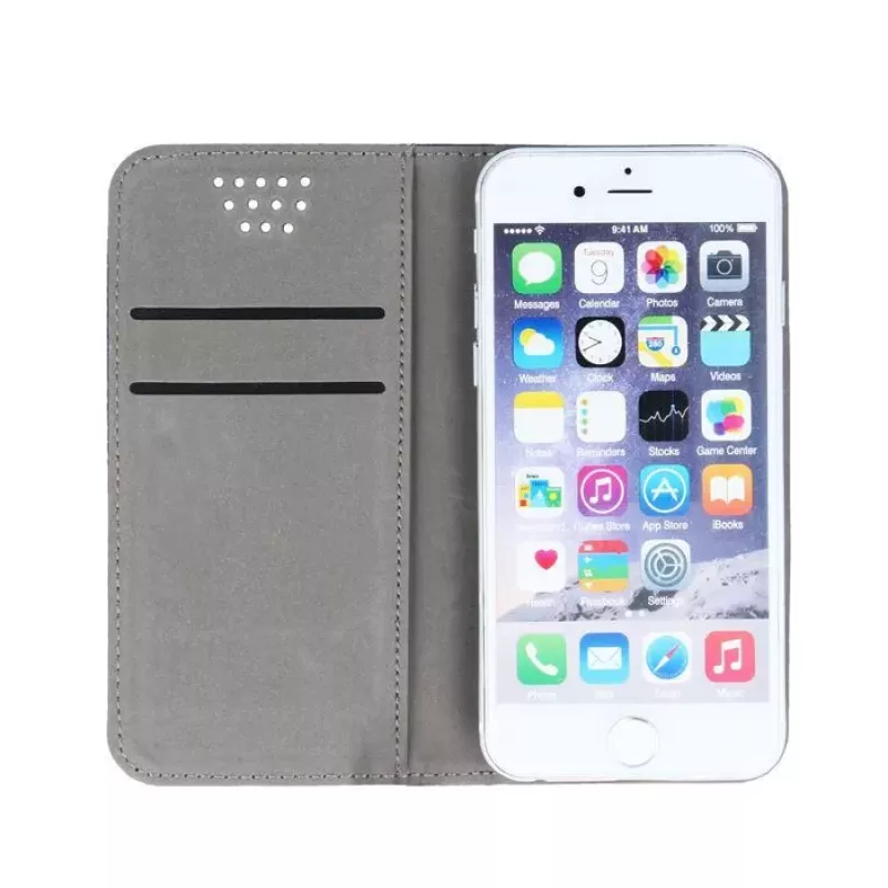 iLike Universal Magnet Case for 5.5-5.7 inch Smartphones, Flip Wallet with Card Slots and Kickstand, Gold