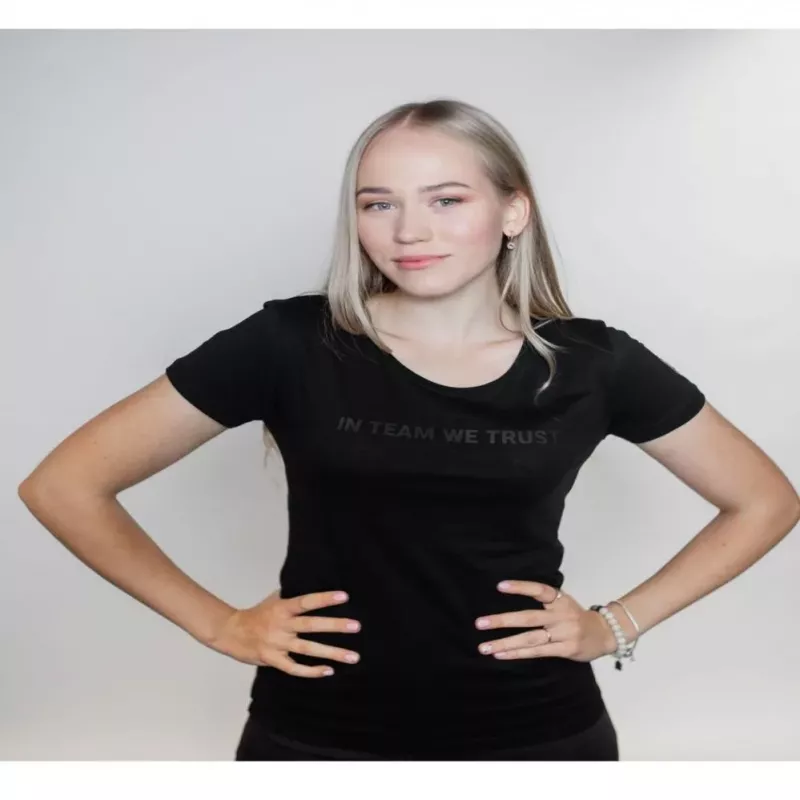 DINAMO Women's T-Shirt with Black Metallic Print XS Black