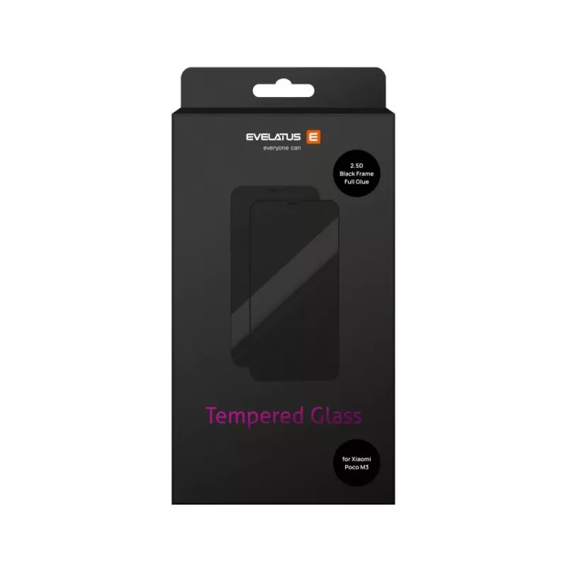 Evelatus Xiaomi Poco M3 2.5D Full Cover Japan Glue Glass Anti-Static Tempered Glass Screen Protector