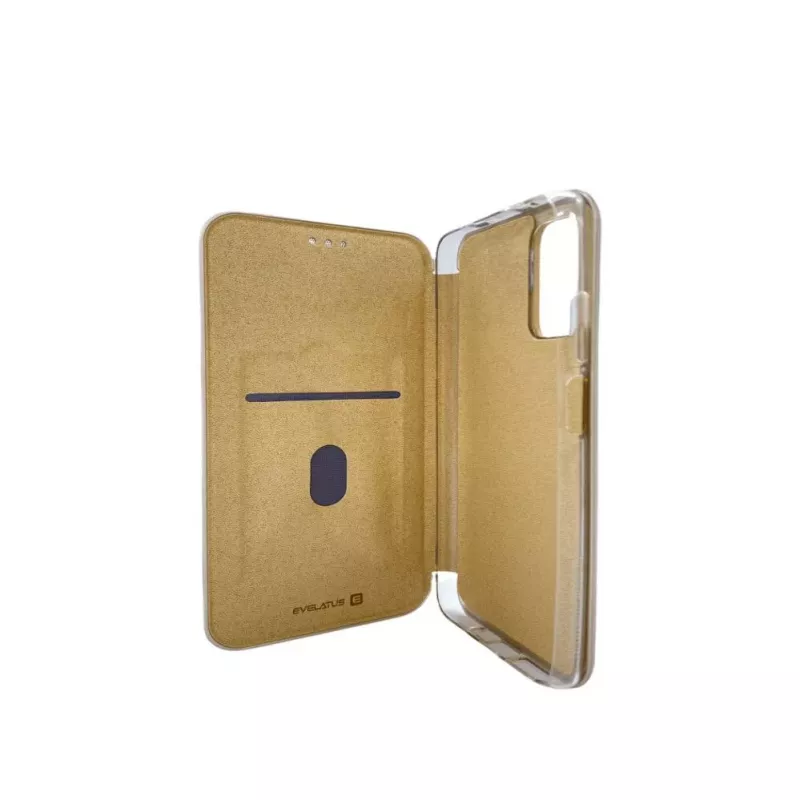 Evelatus Book Case for Xiaomi Redmi 9T - Gold - PU Leather with TPU Shell, Wallet Folio with Kickstand and Card Slots