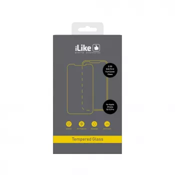 iLike Apple iPhone 12/12 Pro 2.5D Silk Print Full Cover Glass Screen Protector - Black