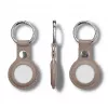 iLike AirTag PU Leather Key Ring Keychain Case Dark Brown