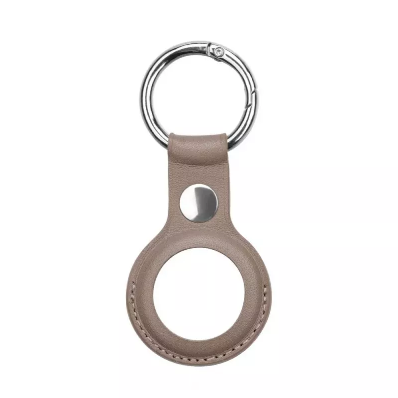 iLike AirTag PU Leather Key Ring Keychain Case Dark Brown