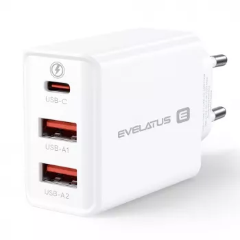 Evelatus ETC06 Travel Charger EU Wall 3 Ports 32W USB-C / USB-A2 White