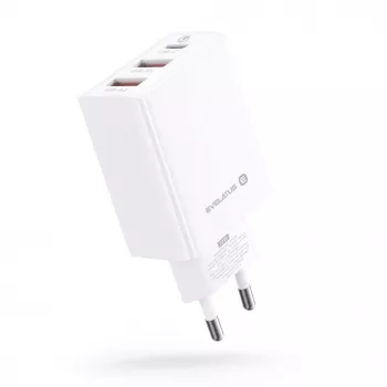 Evelatus ETC06 Travel Charger EU Wall 3 Ports 32W USB-C / USB-A2 White