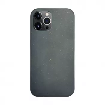 iLike Apple iPhone 12 Pro Max Silicone Plastic Case Eco Print Design Black