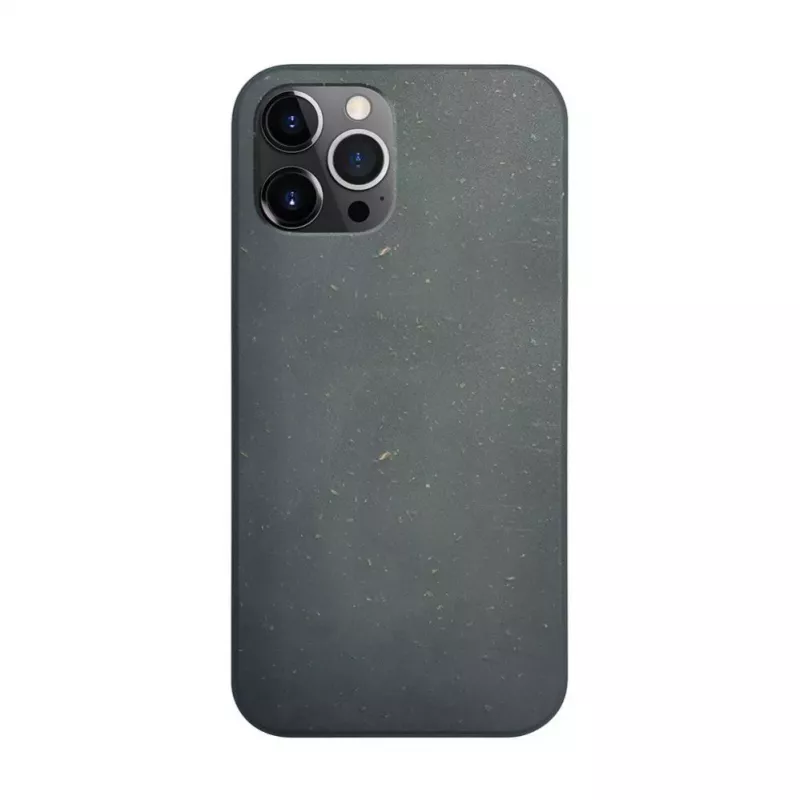 iLike Apple iPhone 12 Pro Max Silicone Plastic Case Eco Print Design Black