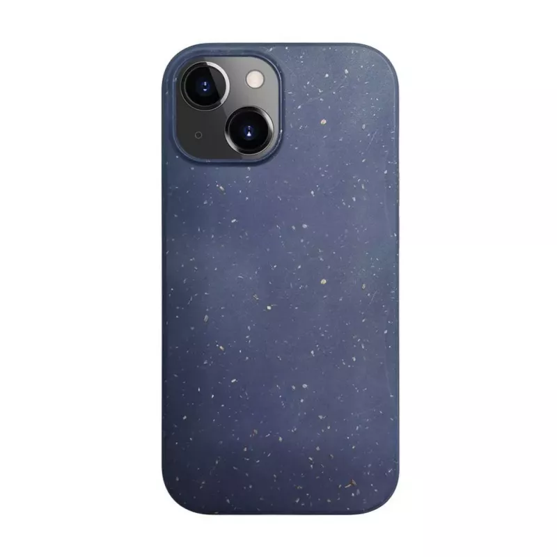 iLike Apple iPhone 13 Silicone Plastic Case Eco Print Design Blue