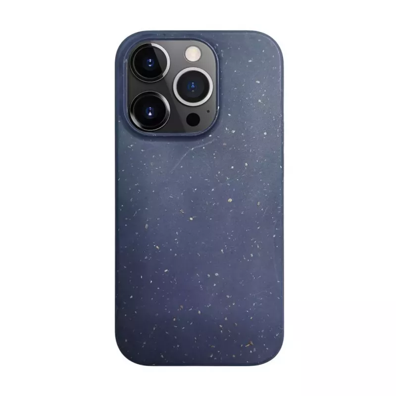 iLike Apple iPhone 13 Pro Max Silicone Plastic Case Eco Print Design Blue